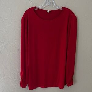 CATO Women’s Plus Size Ruched Sleeve Red Shirt 18/20W 2X